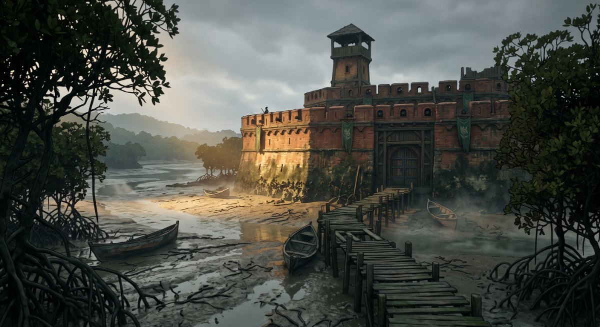 Mangrove fort at low tide